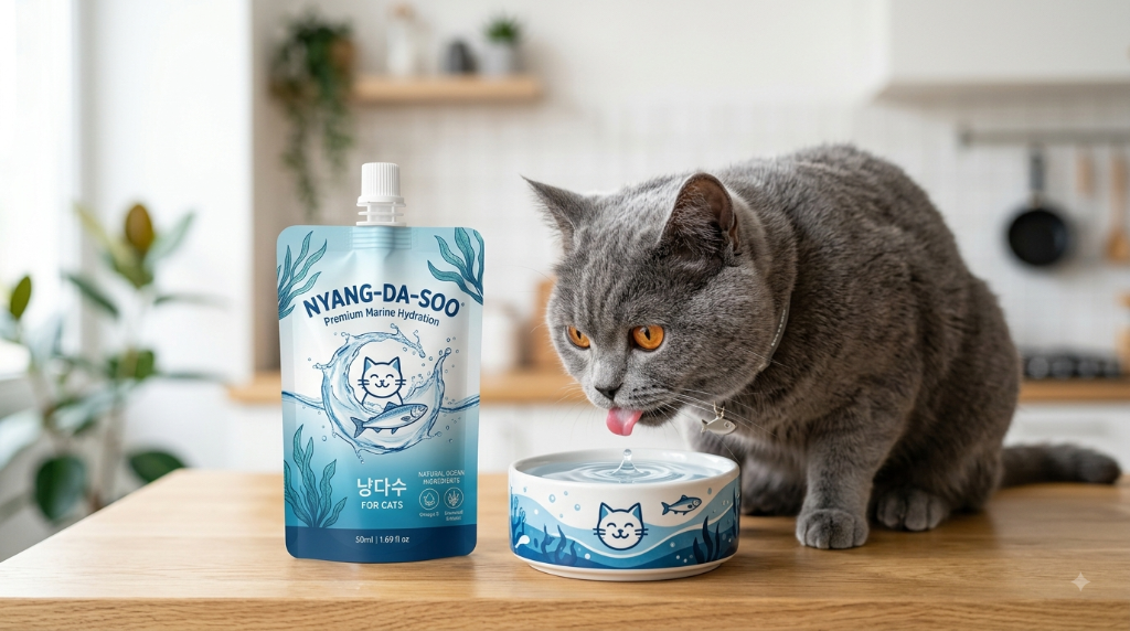 냥다수 Nyang-da-soo — premium marine hydration drink for cats